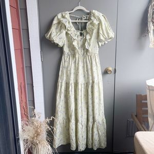 Moon River Peasant Midi Floral Dress